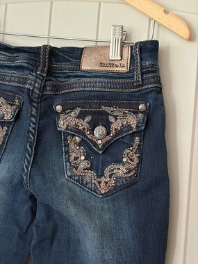 Grace in LA Girls Size 14 Embellished Bootcut Jeans Rhinestone Western Bling
